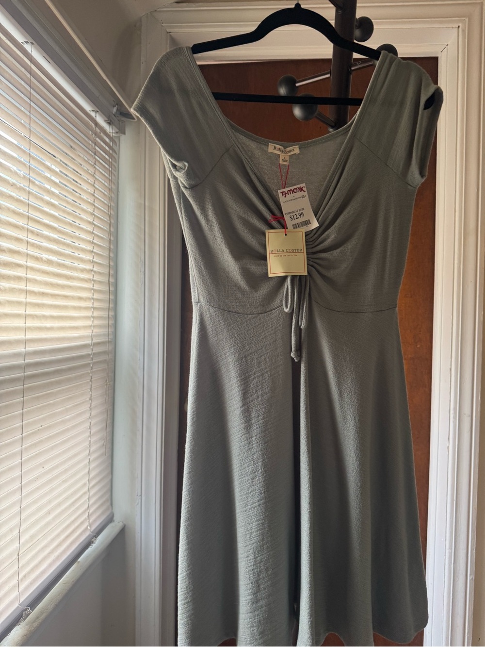 Rolla Coster Sage Green Midi Dress with Tie-Front